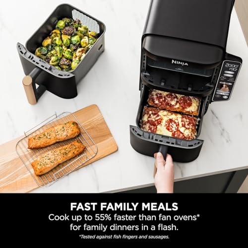 Ninja Double Stack XL Air Fryer, Vertical Dual Drawer Air Fryer with 4 cooking levels, 2 Drawers & 2 Racks