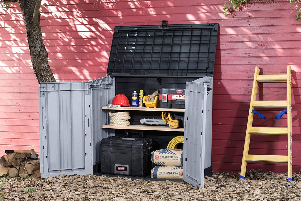 880L Resin Outdoor Storage Shed — Large Garden Storage Box in Grey